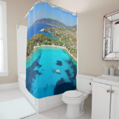 Rideaux De Douche Thassos Island Kavala Grèce Eau Turquoise Bleu (En situation)