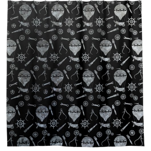 Rideaux De Douche Thème Balloon en acier Zinc Steampunk (Devant)