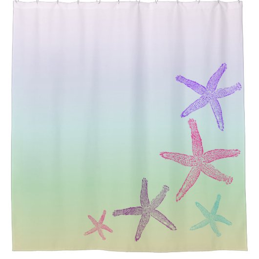 Rideaux De Douche Thème côtier Starfish sur Aqua Pastel Motif (Devant)