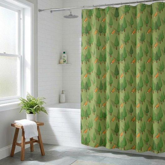 Rideaux De Douche Thème Forêt Rustique