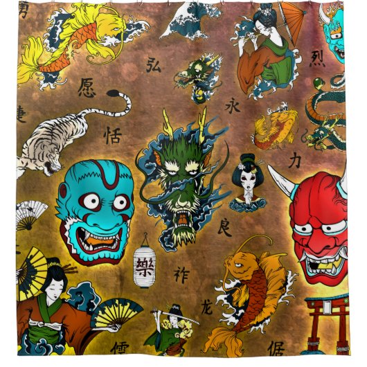 Rideaux De Douche Thème japonais (Devant)