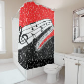 Rideaux De Douche Thème musical rouge et noir (En situation)