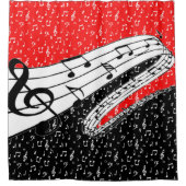 Rideaux De Douche Thème musical rouge et noir (Devant)