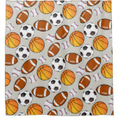 Rideaux De Douche Thème sportif Football Baseball basket-ball (Devant)