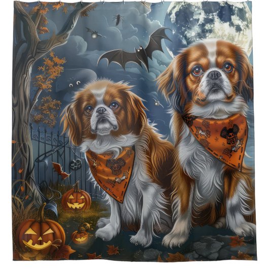 Rideaux De Douche Tibetan Spaniel Halloween Épouvantable (Devant)