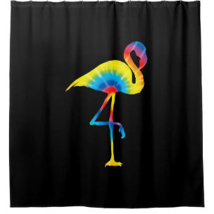 Rideaux De Douche Tie Dye Flamant rose arc-en-ciel Imprimer Oiseau A