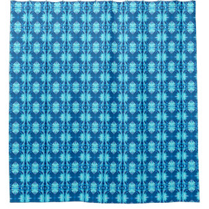 Rideaux De Douche Tie Dye Motif en Indigo et Ice Blue