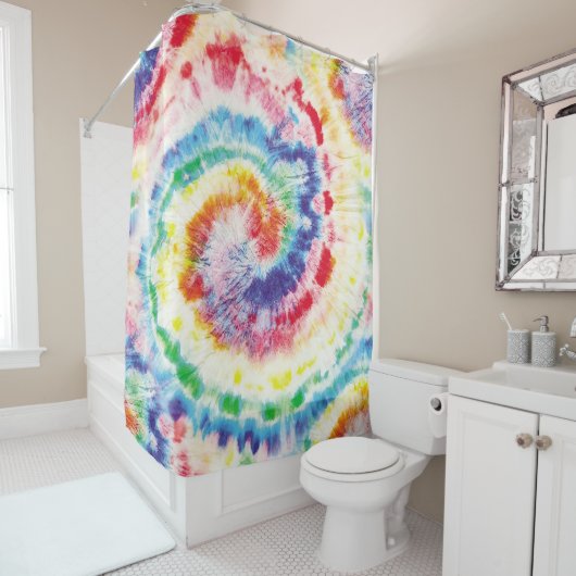Rideaux De Douche  Tie Dye Swirl. Motif de Tiedye sans couture. Fabr (En situation)