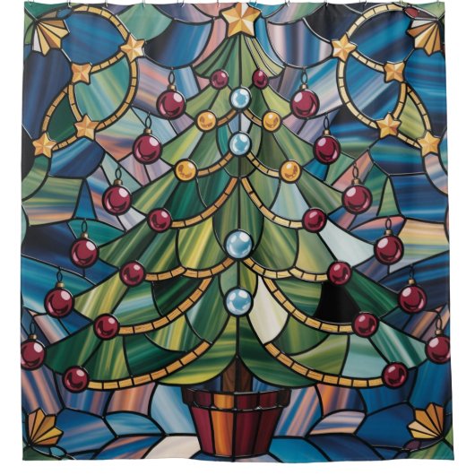 Rideaux De Douche Tiffany-Style Stained Glass Christmas Tree (Devant)