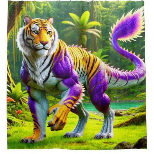 Rideaux De Douche Tiger Dinosaur (Devant)