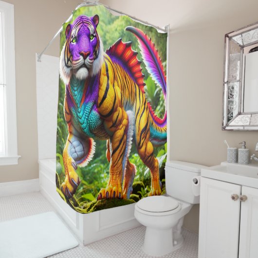 Rideaux De Douche Tiger Dinosaur (En situation)