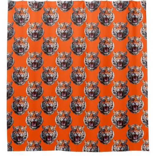 Rideaux De Douche Tiger Head Pattern Design Orange  (Devant)