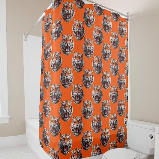 Rideaux De Douche Tiger Head Pattern Design Orange 