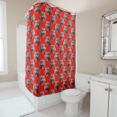 Rideaux De Douche Tiger Head Pattern Design Red (En situation)
