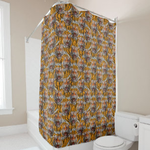 Rideaux De Douche Tiger Tête Sur Tiger Skin Design Poster de animal
