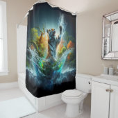 Rideaux De Douche Tigre à l'aquarelle Fantasy (En situation)