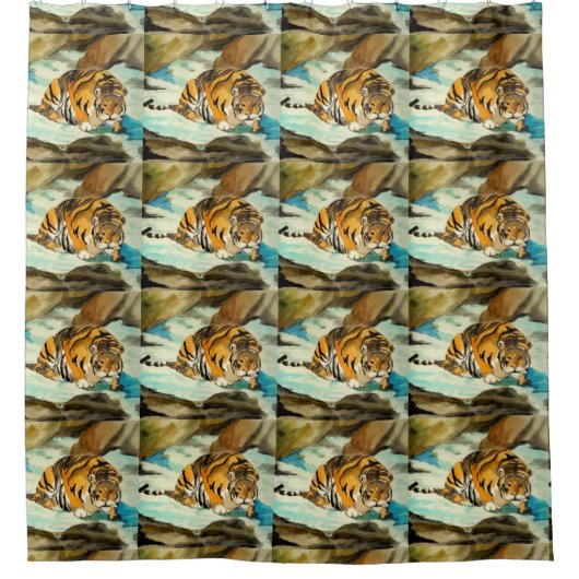 Rideaux De Douche Tigre aquarelle (Devant)