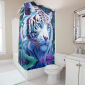 Rideaux De Douche Tigre blanc en fleurs violettes (En situation)
