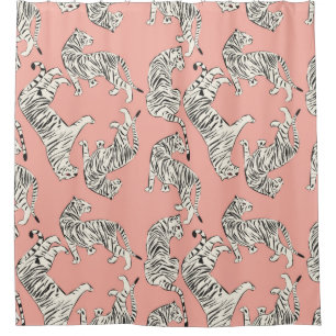 Rideaux De Douche Tigre dessiné à la main sans couture motif, gros c