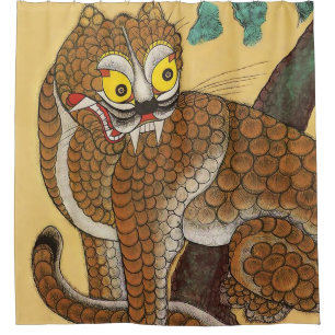 Rideaux De Douche Tigre laid folklorique coréen Minhwa