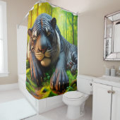 Rideaux De Douche Tigre noir et blanc (En situation)