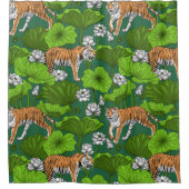 Rideaux De Douche Tigres dans l'étang blanc de lotus (Devant)