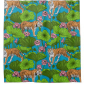 Rideaux De Douche Tigres dans l'étang rose lotus (Devant)