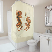 Rideaux De Douche Tigres En Fleurs De Cerisiers (En situation)