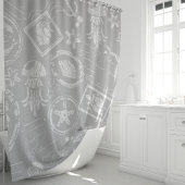 Rideaux De Douche Timbre de mer gris vintage
