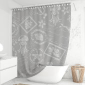 Rideaux De Douche Timbre de mer gris vintage