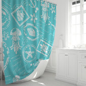 Rideaux De Douche Timbre marin vintage Turquoise