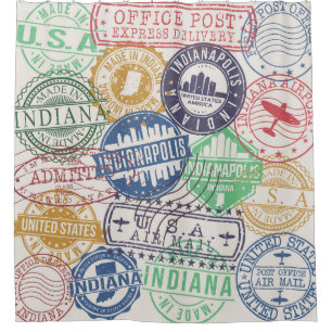 Rideaux De Douche Timbres d'Indianapolis : Sceau de voyage.