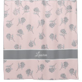 Rideaux De Douche Timeless Botanical Bloom Soft Pink Monogram  (Devant)