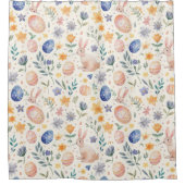 Rideaux De Douche Timeless Watercolor Pastel Bunny Flowers Eggs (Devant)