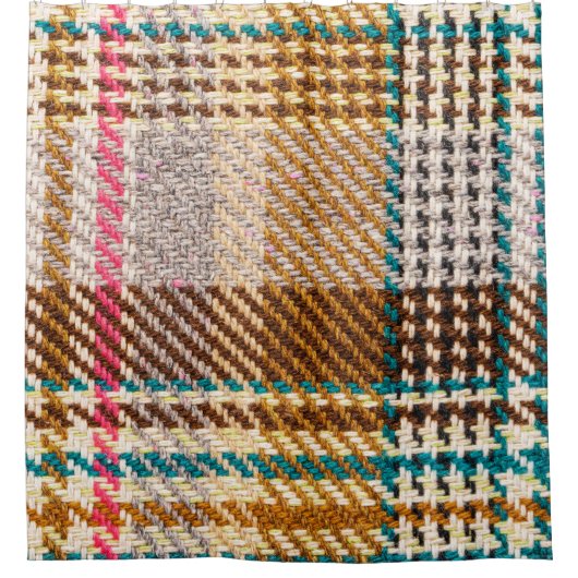 Rideaux De Douche Tissu à damiers Brown, laine écossaise. (Devant)