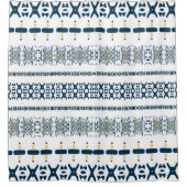Rideaux De Douche Tissu bleu bleu tribal   (Devant)