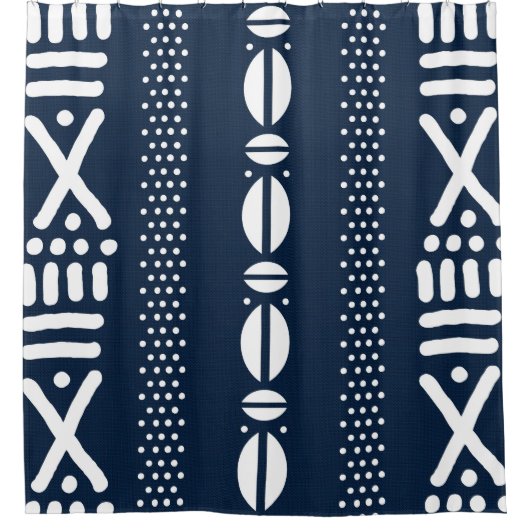 Rideaux De Douche Tissu bleu Denim Boue Style Douche africaine ridea (Devant)