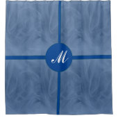 Rideaux De Douche Tissu Bleu Texturé Imprimer monogramme - Toute cou (Devant)