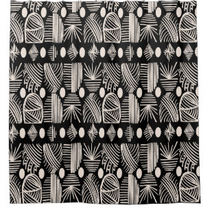 Rideaux De Douche Tissu de moisissure tribale des Caraïbes : noir, b