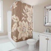 Rideaux De Douche Tissu dentelle texture. dentelle sur clou arrière  (En situation)