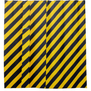Rideaux De Douche Tissu rayé jaune et noir
