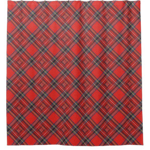 Rideaux De Douche Tissu rouge royal de motif de plaids de tartan