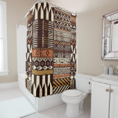 Rideaux De Douche Tissu tribal africain patchwork abstrait vin (En situation)