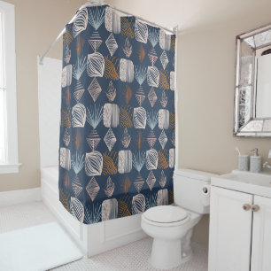 Rideaux De Douche Tissu Tribal des Caraïbes : bleu marine, Boho