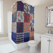 Rideaux De Douche Toile brute de patchwork, imitation motif. (En situation)
