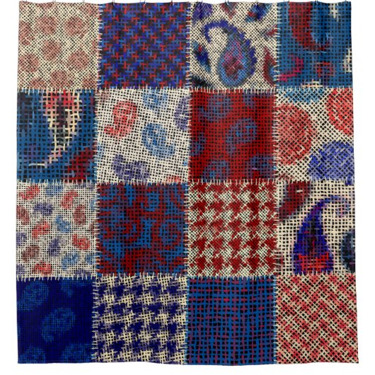Rideaux De Douche Toile brute de patchwork, imitation motif. (Devant)