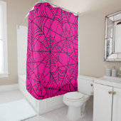 Rideaux De Douche toile d'araignée rose-chaud halloween (En situation)