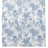 Rideaux De Douche Toile de Jouy bleue (Devant)