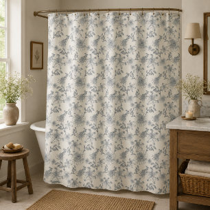 Rideaux De Douche Toile de Jouy botanique oiseaux campagne rustique