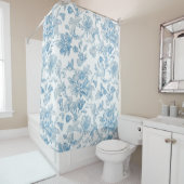 Rideaux De Douche Toile-de-jouy Chinoiseries Blue Floral Pattern (En situation)